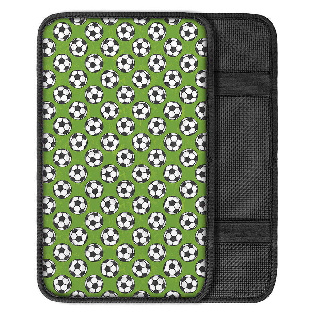 Green Soccer Ball Pattern Print Car Center Console Cover