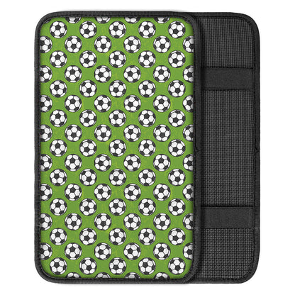 Green Soccer Ball Pattern Print Car Center Console Cover
