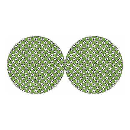 Green Soccer Ball Pattern Print Car Coasters