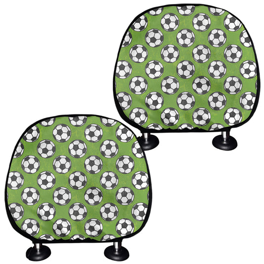 Green Soccer Ball Pattern Print Car Headrest Covers