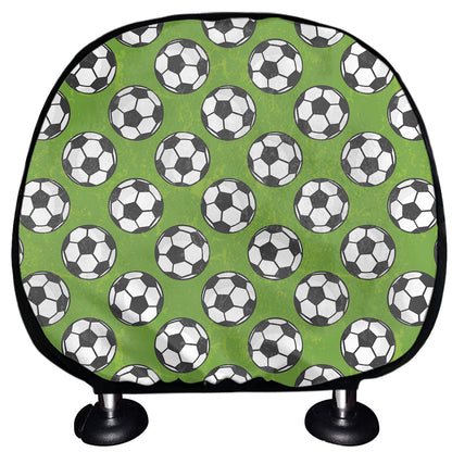 Green Soccer Ball Pattern Print Car Headrest Covers
