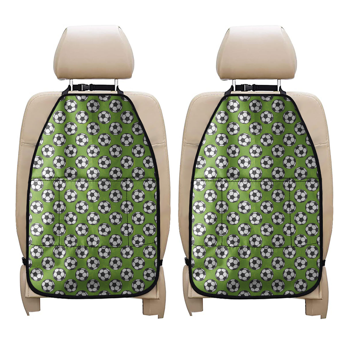 Green Soccer Ball Pattern Print Car Seat Organizers