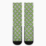 Green Soccer Ball Pattern Print Crew Socks