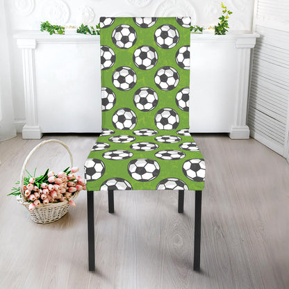 Green Soccer Ball Pattern Print Dining Chair Slipcover