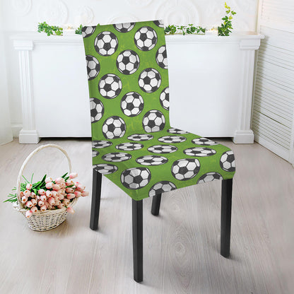 Green Soccer Ball Pattern Print Dining Chair Slipcover