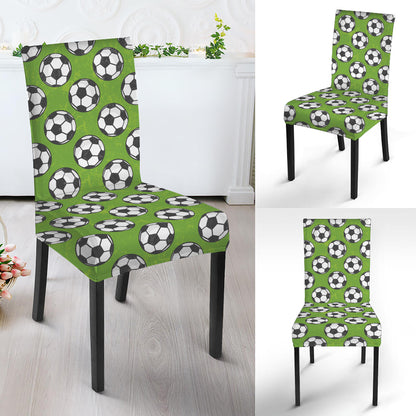 Green Soccer Ball Pattern Print Dining Chair Slipcover