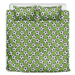 Green Soccer Ball Pattern Print Duvet Cover Bedding Set