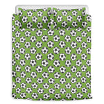 Green Soccer Ball Pattern Print Duvet Cover Bedding Set