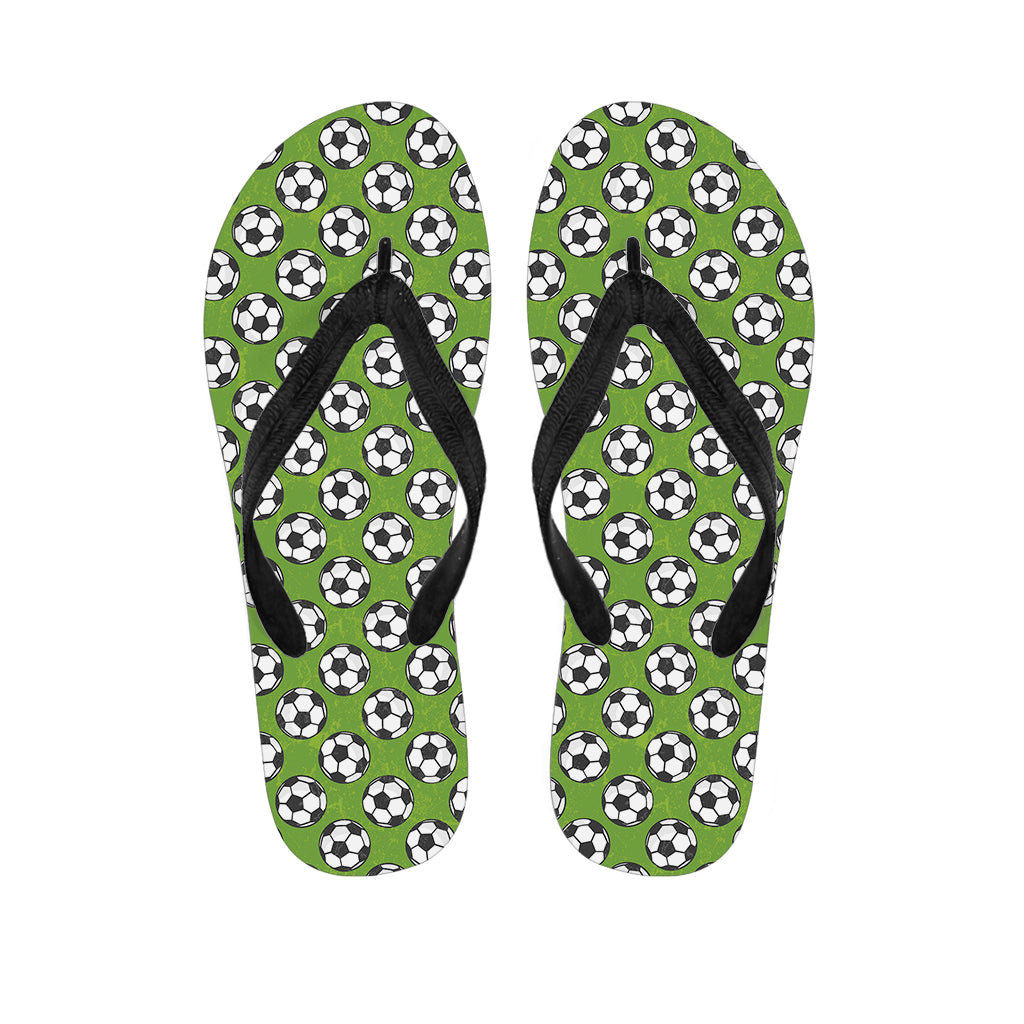 Green Soccer Ball Pattern Print Flip Flops