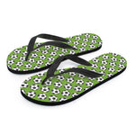 Green Soccer Ball Pattern Print Flip Flops
