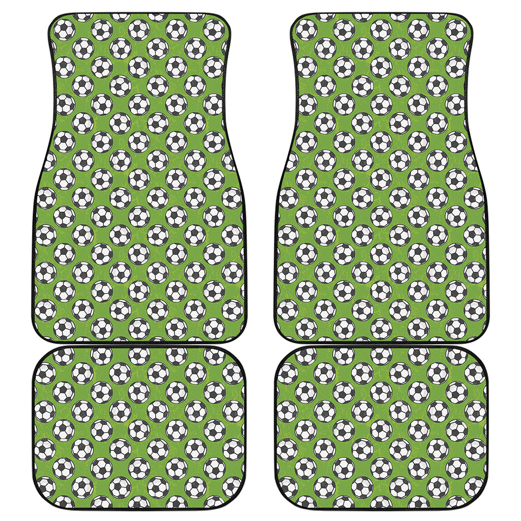 Green Soccer Ball Pattern Print Front and Back Car Floor Mats