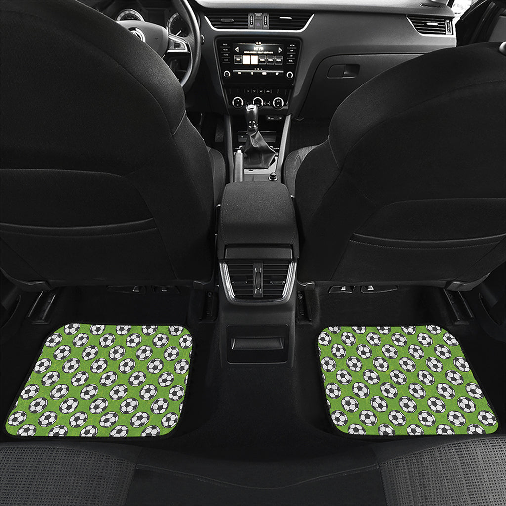 Green Soccer Ball Pattern Print Front and Back Car Floor Mats