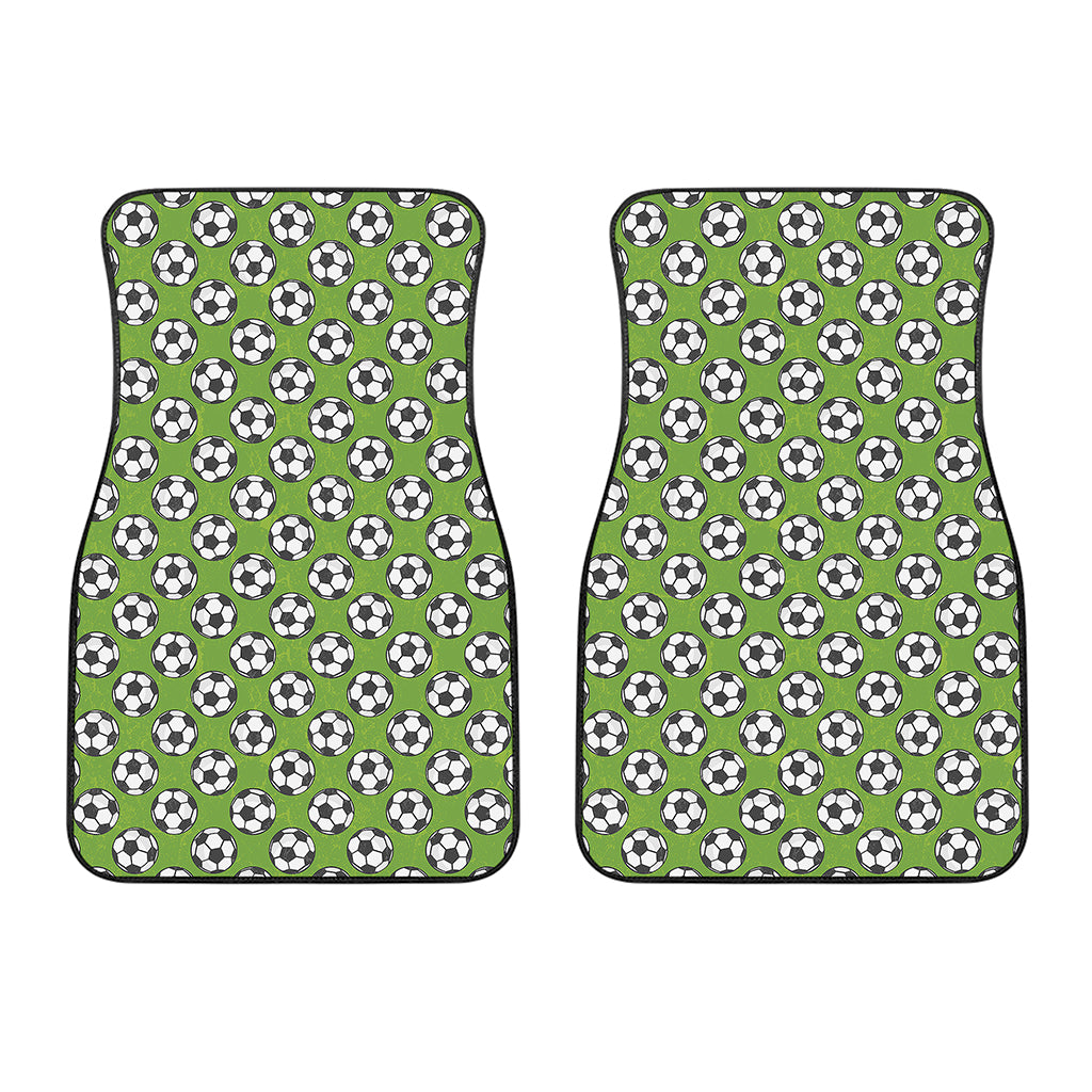 Green Soccer Ball Pattern Print Front Car Floor Mats