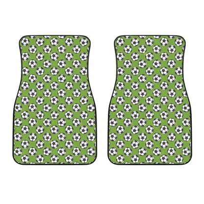 Green Soccer Ball Pattern Print Front Car Floor Mats