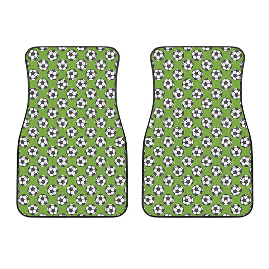 Green Soccer Ball Pattern Print Front Car Floor Mats