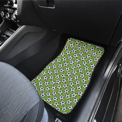 Green Soccer Ball Pattern Print Front Car Floor Mats