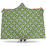 Green Soccer Ball Pattern Print Hooded Blanket