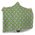 Green Soccer Ball Pattern Print Hooded Blanket