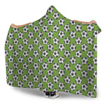 Green Soccer Ball Pattern Print Hooded Blanket