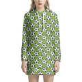 Green Soccer Ball Pattern Print Pullover Hoodie Dress