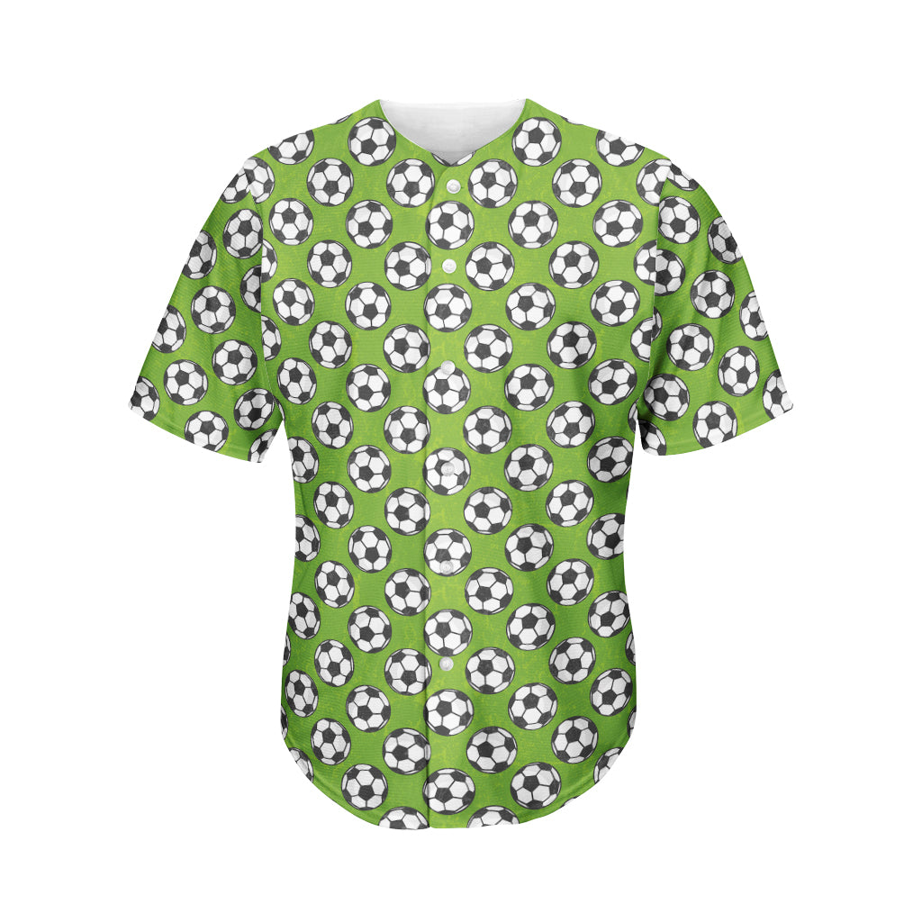 Green Soccer Ball Pattern Print Men's Baseball Jersey