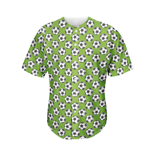 Green Soccer Ball Pattern Print Men's Baseball Jersey