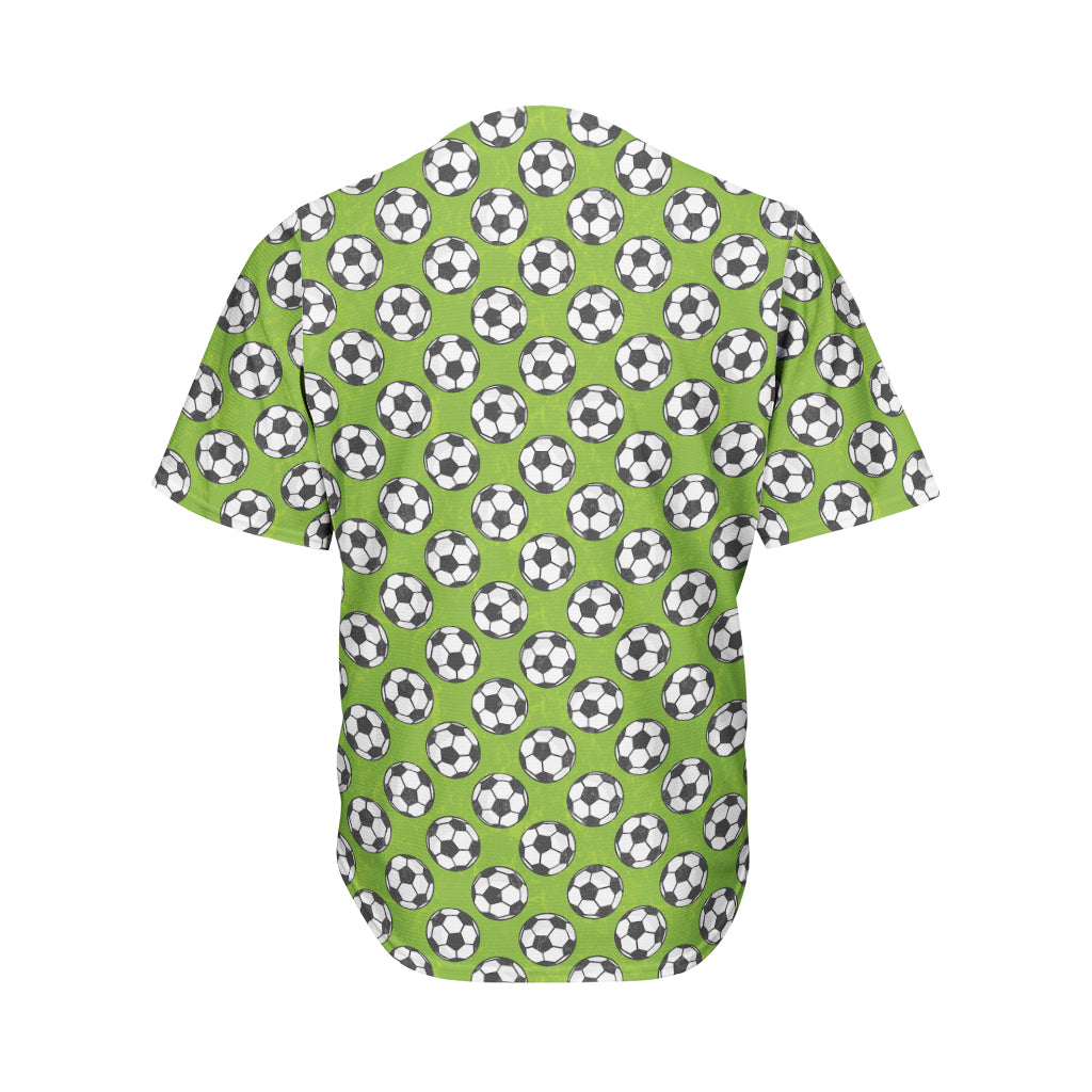 Green Soccer Ball Pattern Print Men's Baseball Jersey