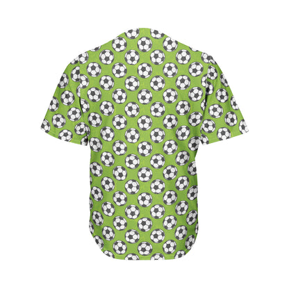 Green Soccer Ball Pattern Print Men's Baseball Jersey