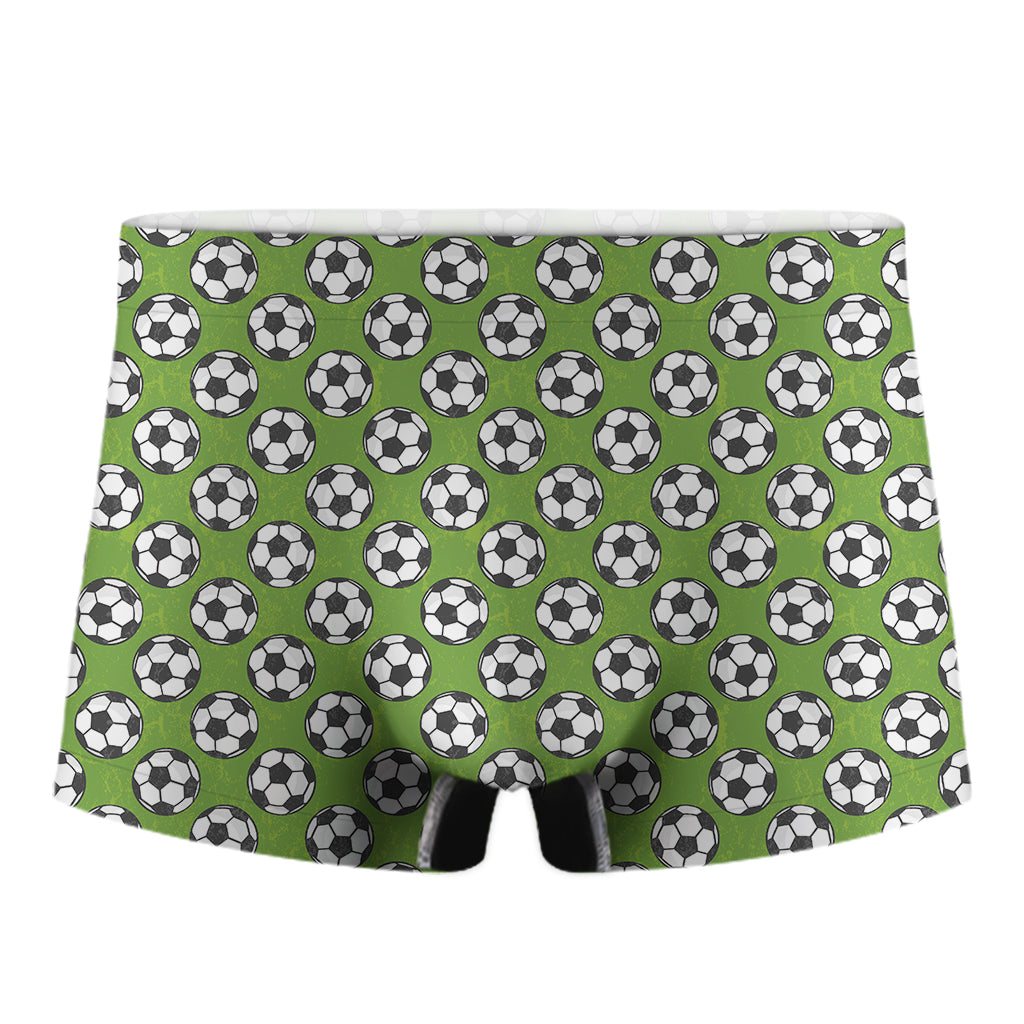 Green Soccer Ball Pattern Print Men's Boxer Briefs