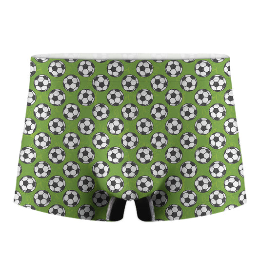 Green Soccer Ball Pattern Print Men's Boxer Briefs