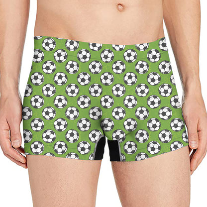 Green Soccer Ball Pattern Print Men's Boxer Briefs