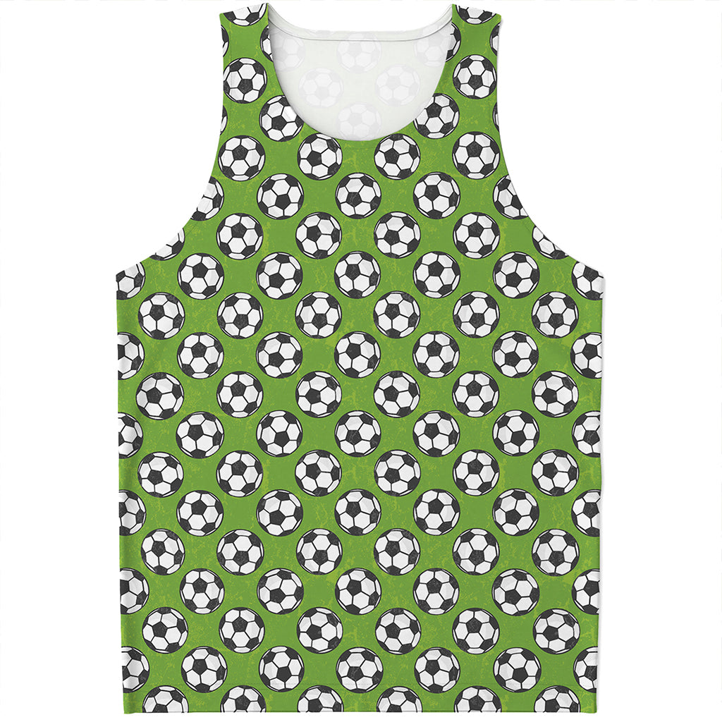 Green Soccer Ball Pattern Print Men's Tank Top