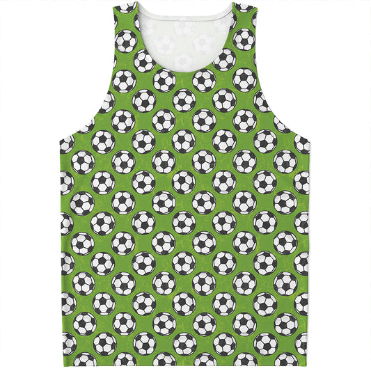 Green Soccer Ball Pattern Print Men's Tank Top