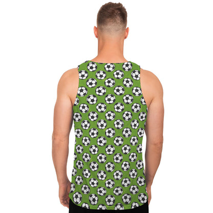 Green Soccer Ball Pattern Print Men's Tank Top