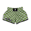 Green Soccer Ball Pattern Print Muay Thai Boxing Shorts