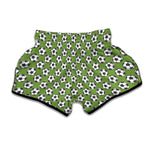 Green Soccer Ball Pattern Print Muay Thai Boxing Shorts