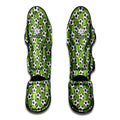 Green Soccer Ball Pattern Print Muay Thai Shin Guards