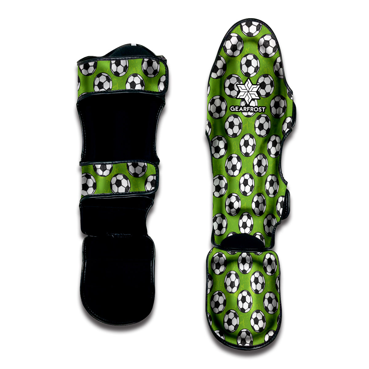 Green Soccer Ball Pattern Print Muay Thai Shin Guard