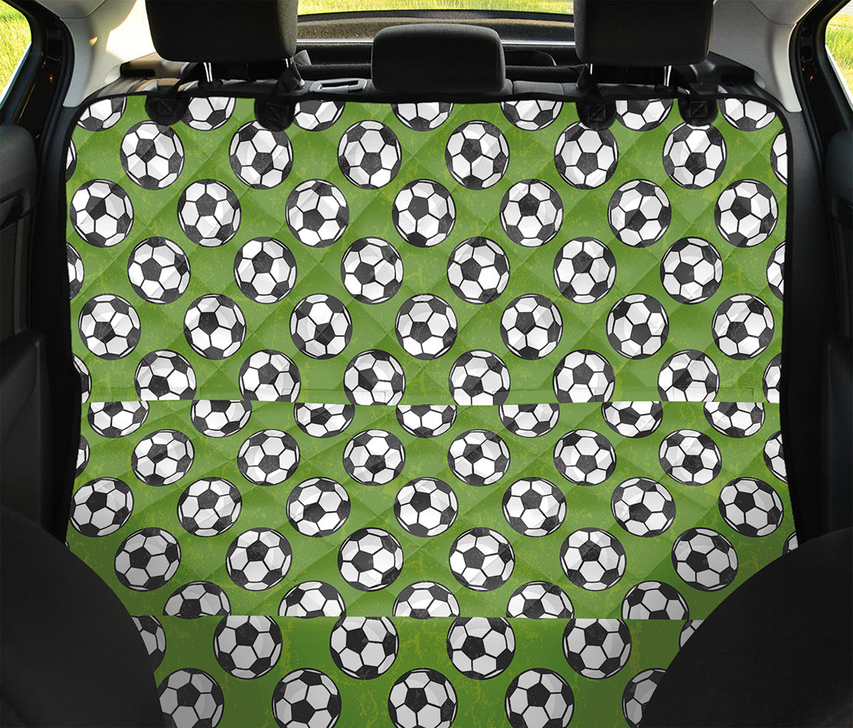 Green Soccer Ball Pattern Print Pet Car Back Seat Cover