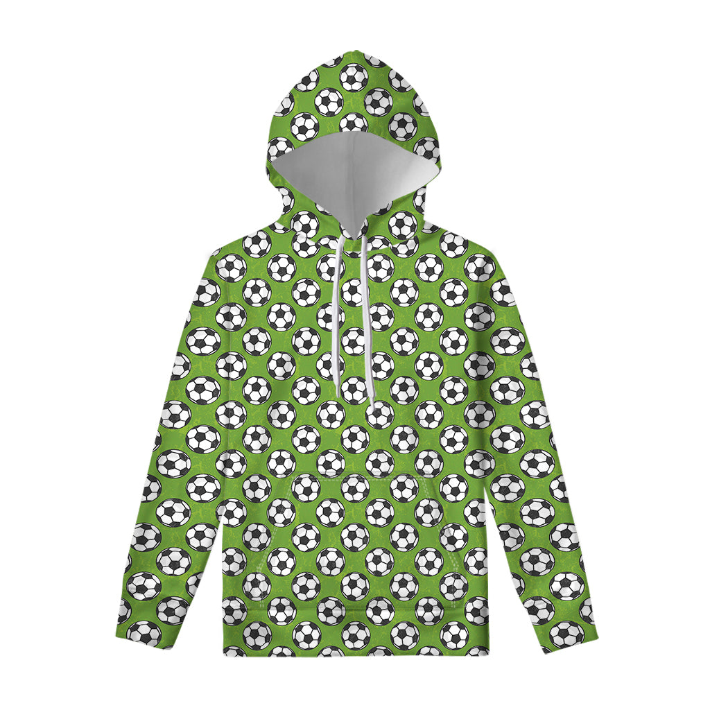 Green Soccer Ball Pattern Print Pullover Hoodie