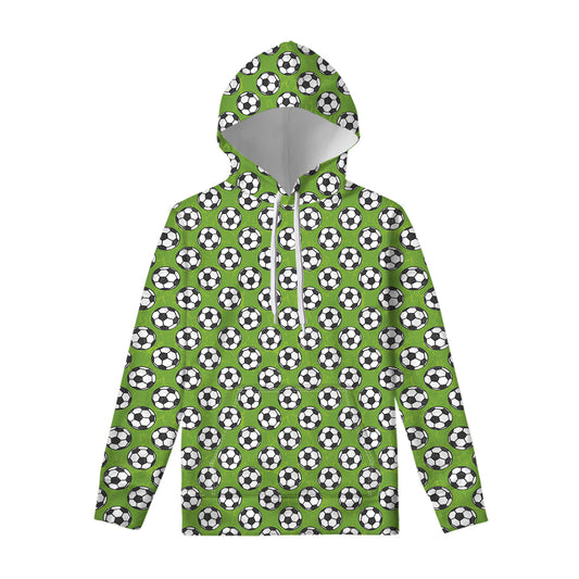 Green Soccer Ball Pattern Print Pullover Hoodie
