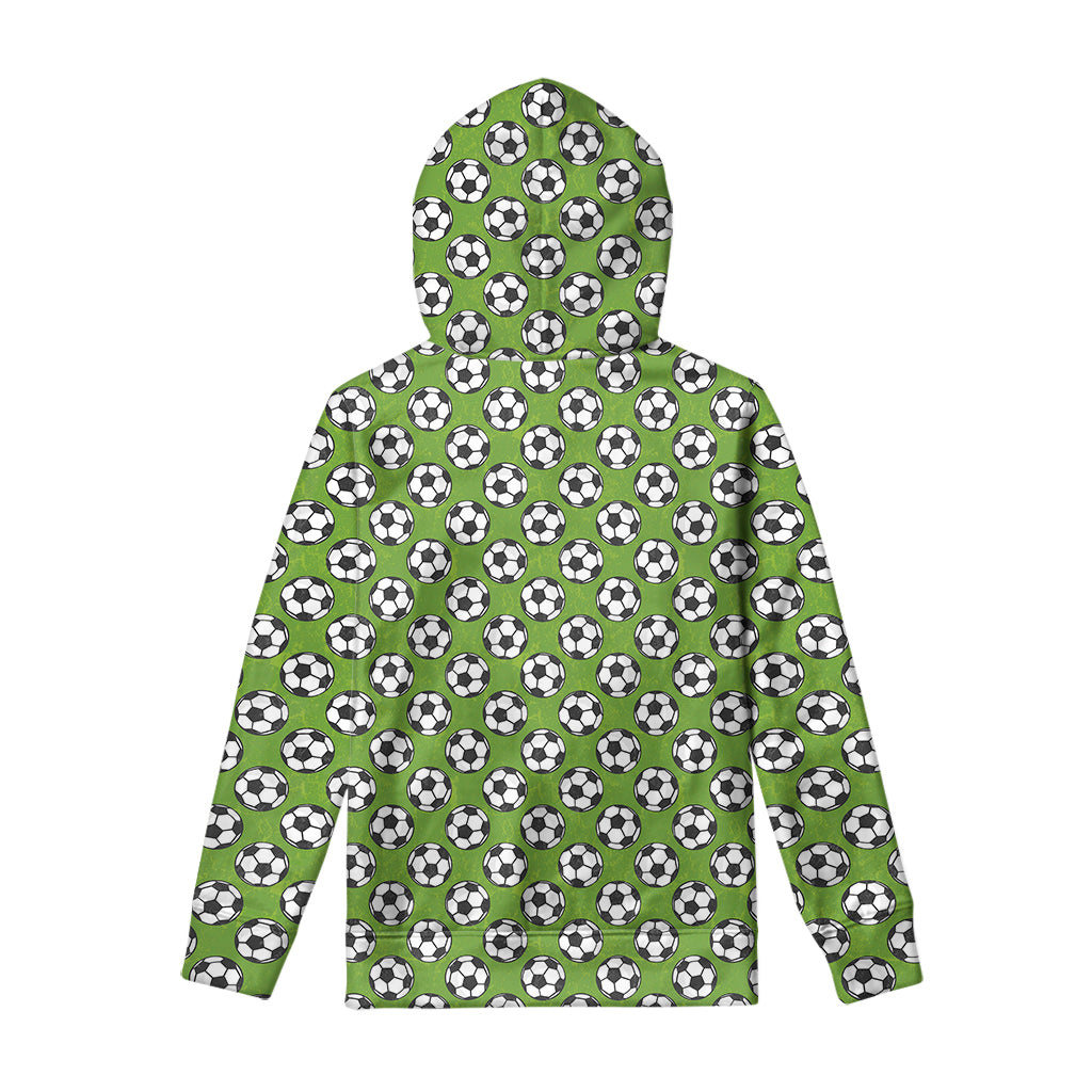 Green Soccer Ball Pattern Print Pullover Hoodie