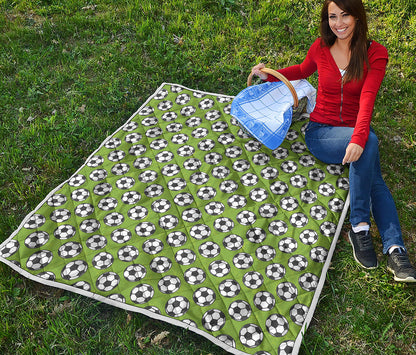 Green Soccer Ball Pattern Print Quilt