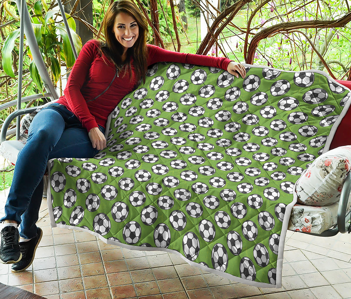 Green Soccer Ball Pattern Print Quilt