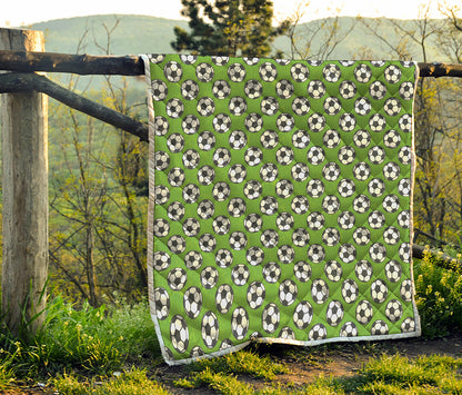 Green Soccer Ball Pattern Print Quilt