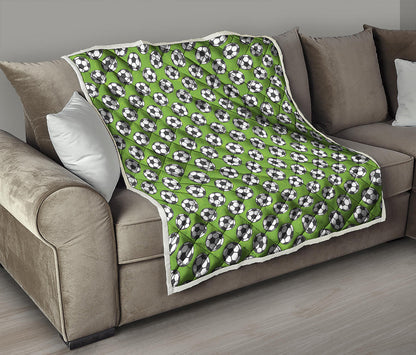 Green Soccer Ball Pattern Print Quilt