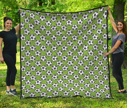 Green Soccer Ball Pattern Print Quilt