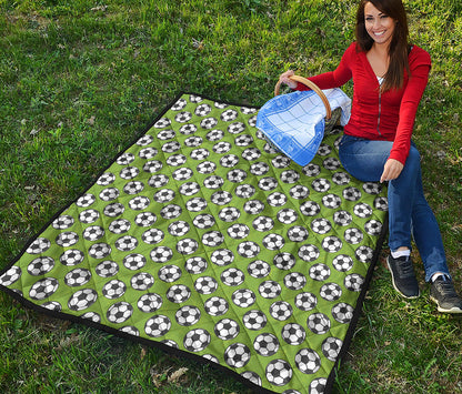Green Soccer Ball Pattern Print Quilt