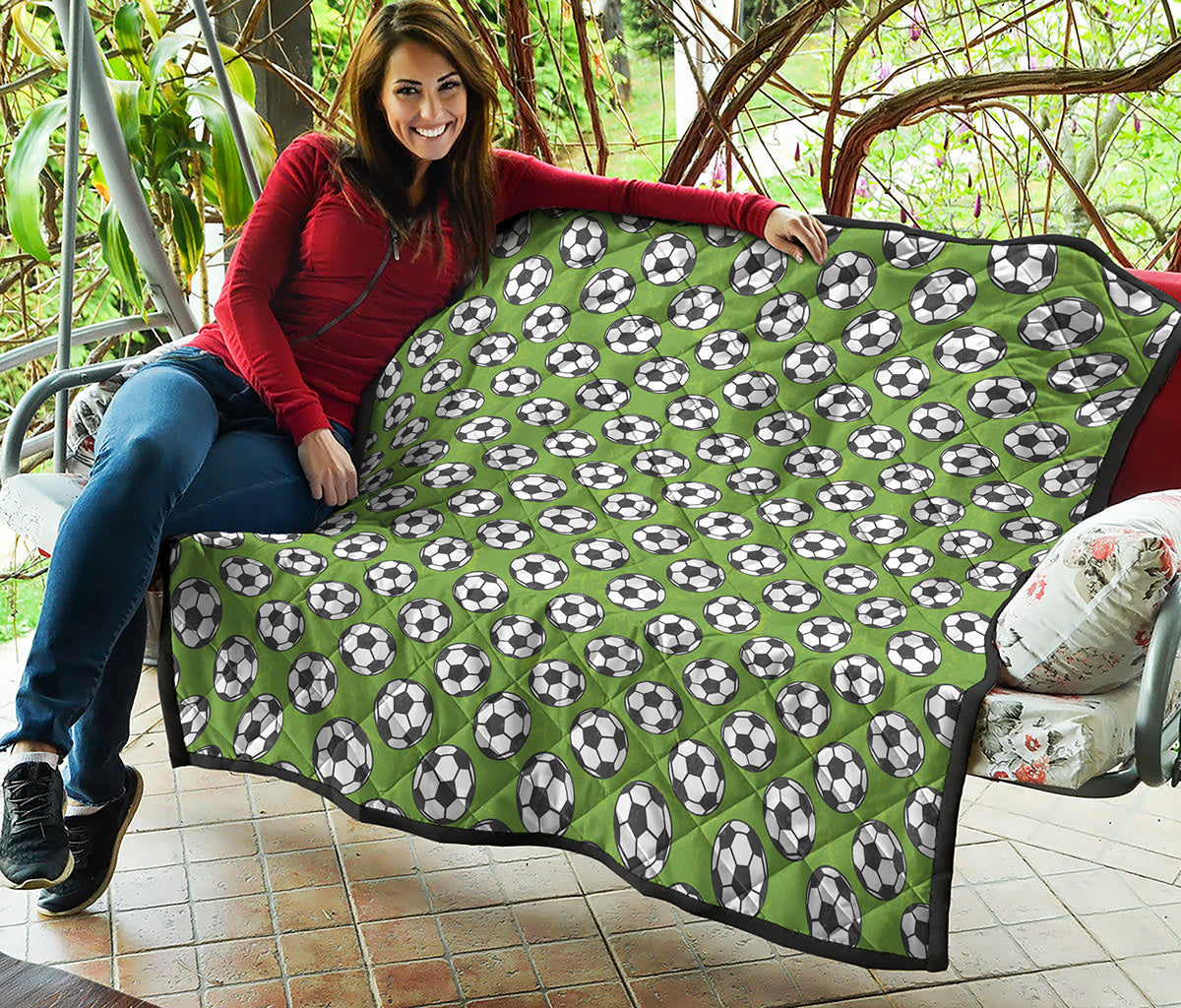 Green Soccer Ball Pattern Print Quilt