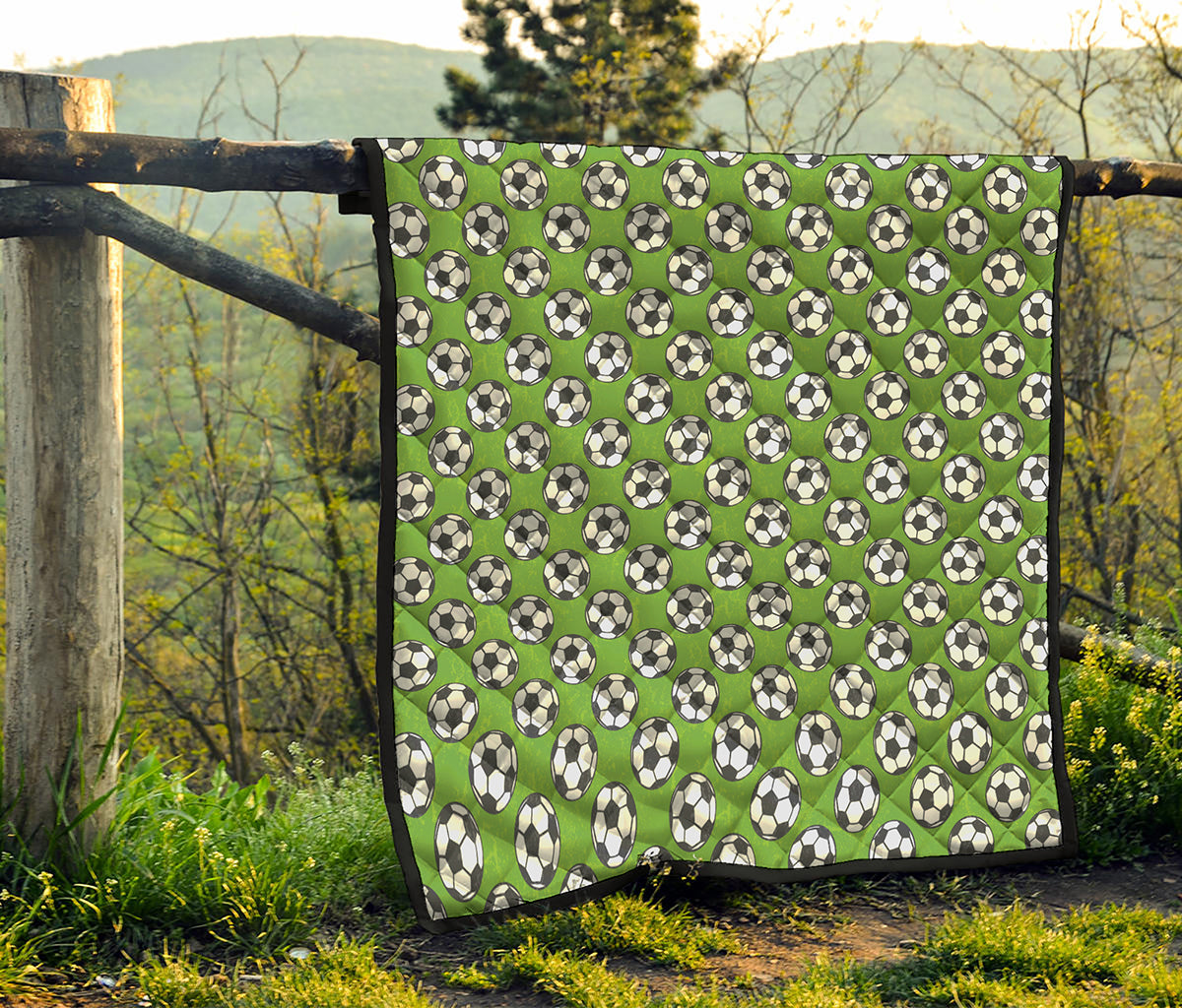 Green Soccer Ball Pattern Print Quilt